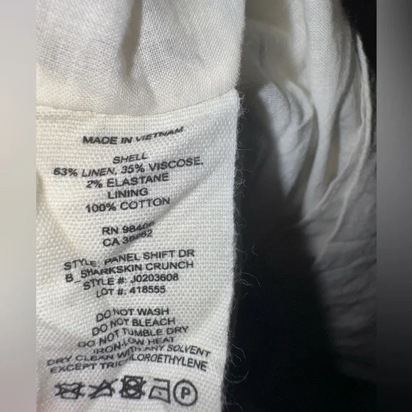 Theory Beige Panel Shift Dress in Sharkskin Crunch Women's Dress Size M - Picture 7 of 8